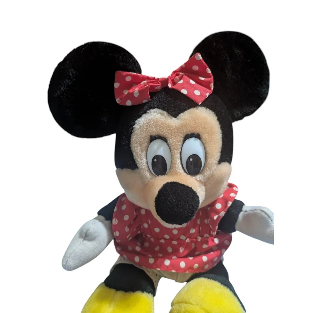 Vintage Minnie Mouse Plush Red Polka Dot Dress Disney Stuffed Animal Toy - Picture 2 of 4